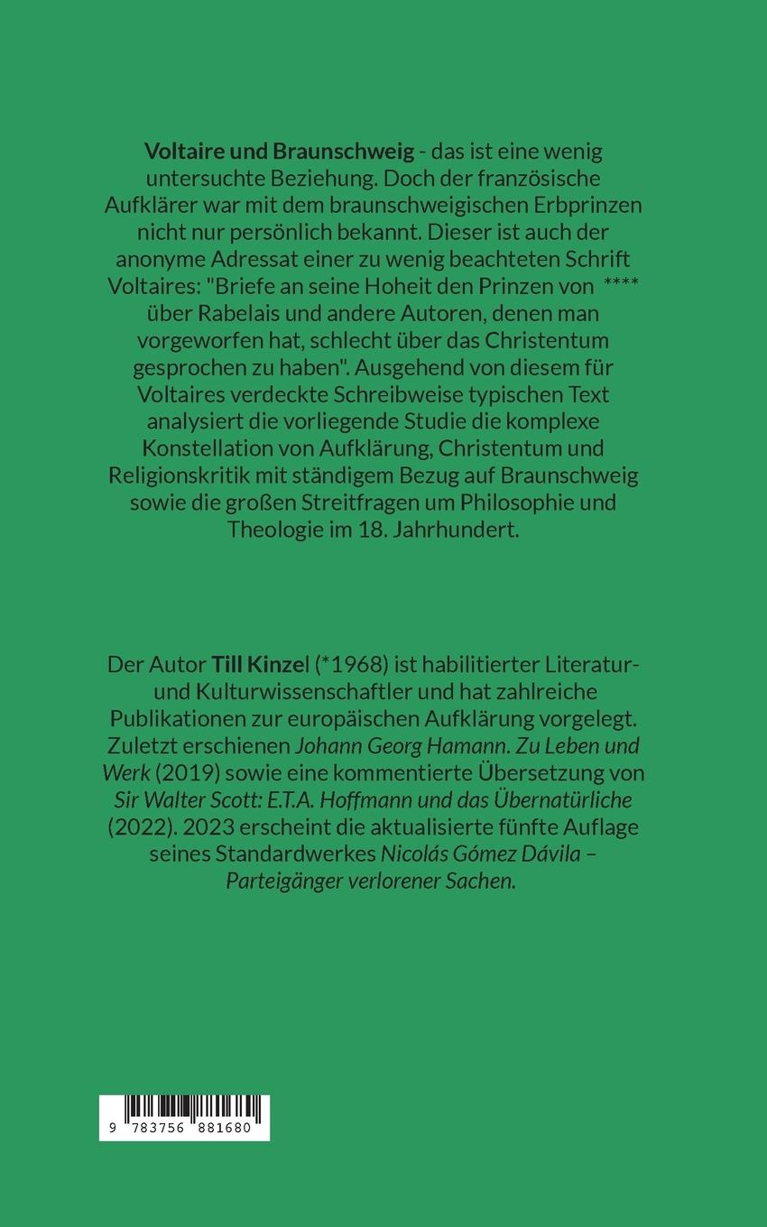Rückseitencover Aufklärung zwischen Christentum und Freigeisterei