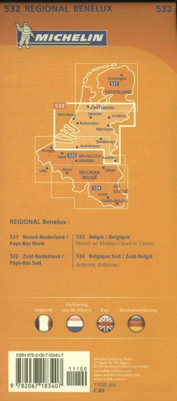 Rückseitencover Netherlands South - Michelin Regional Map 532