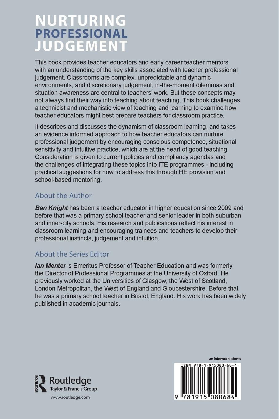 Rückseitencover Nurturing Professional Judgement