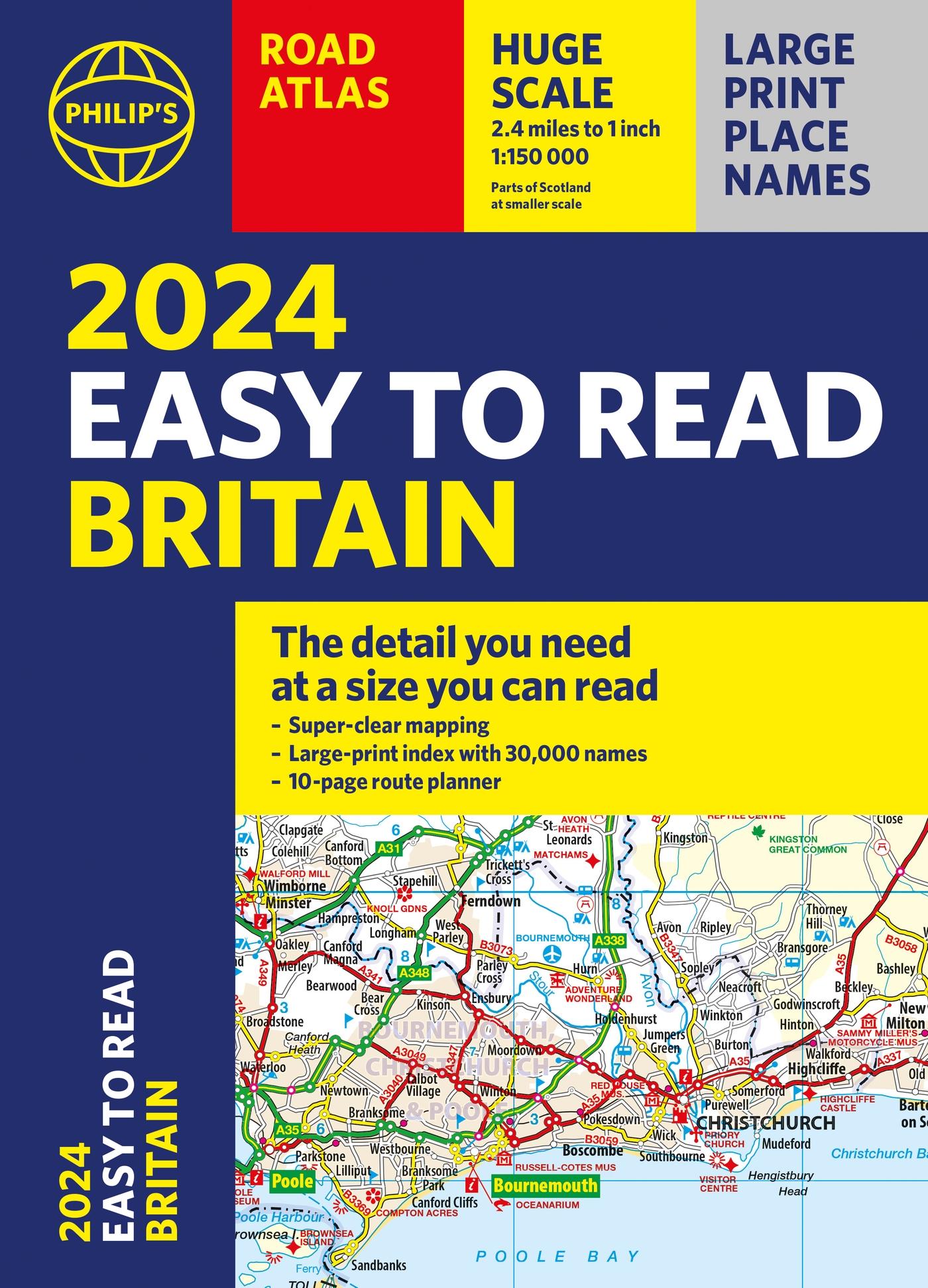 Vorderes Coverbild 2024 Philip's Easy to Read Britain Road Atlas
