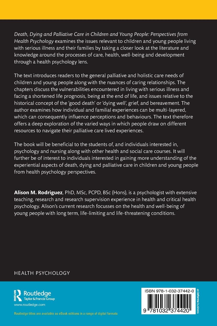 Rückseitencover Death, Dying and Palliative Care in Children and Young People