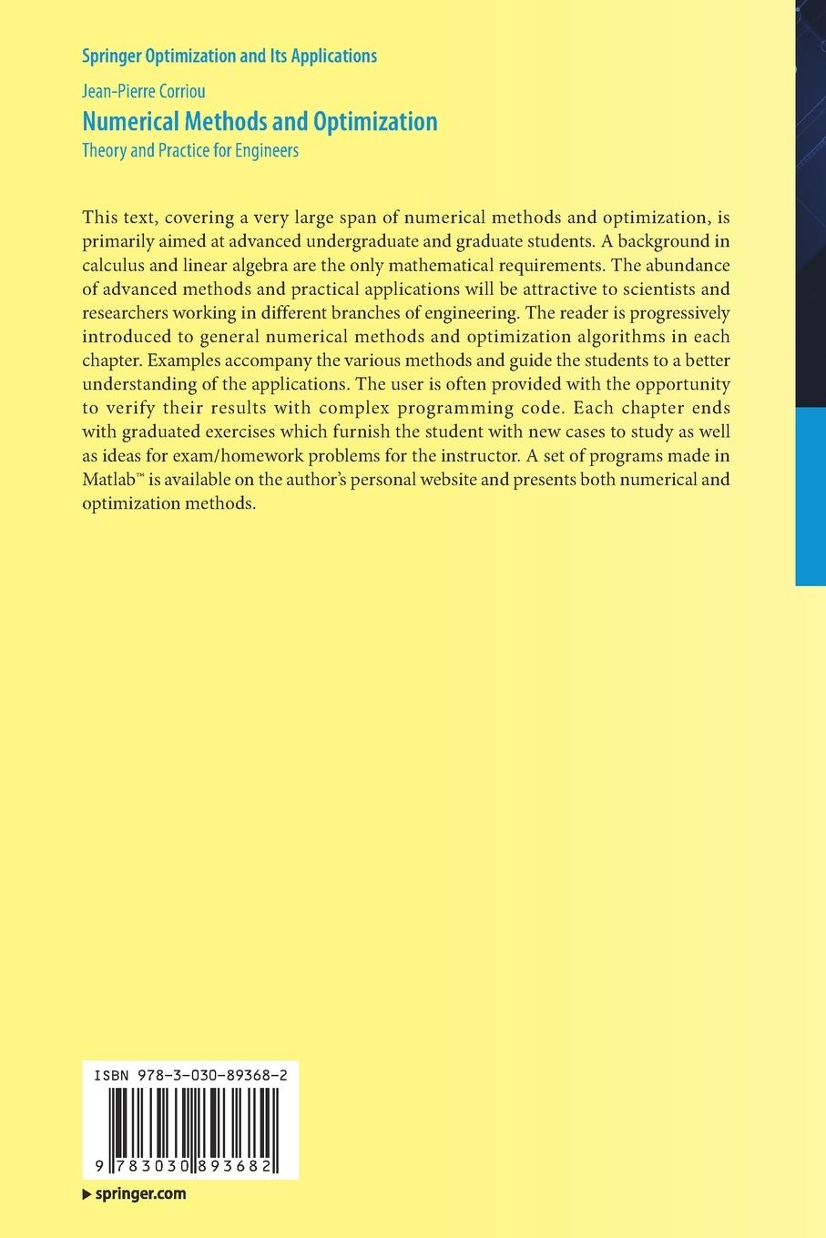 Rückseitencover Numerical Methods and Optimization