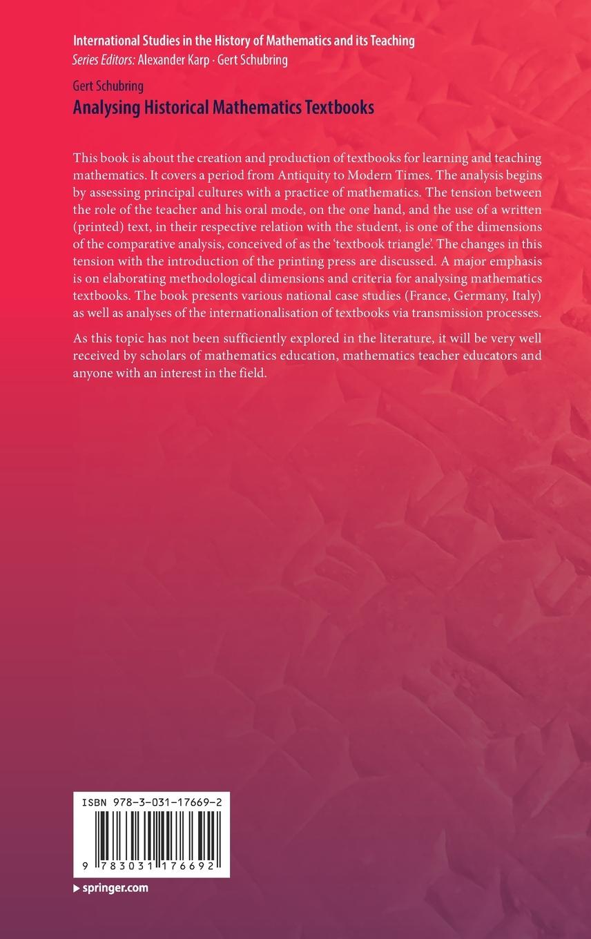 Rückseitencover Analysing Historical Mathematics Textbooks