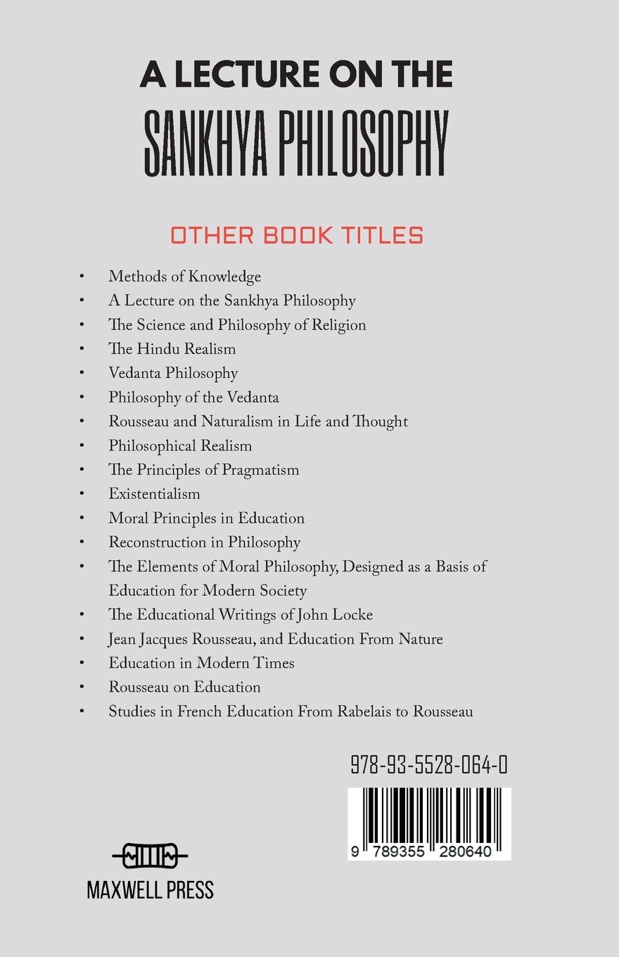 Rückseitencover A LECTURE ON THE SANKHYA PHILOSOPHY