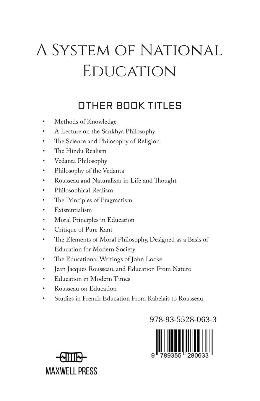 Rückseitencover A System of National Education