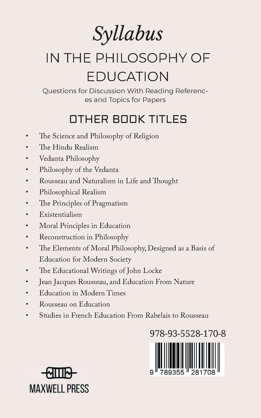 Rückseitencover Syllabus IN THE PHILOSOPHY OF EDUCATION