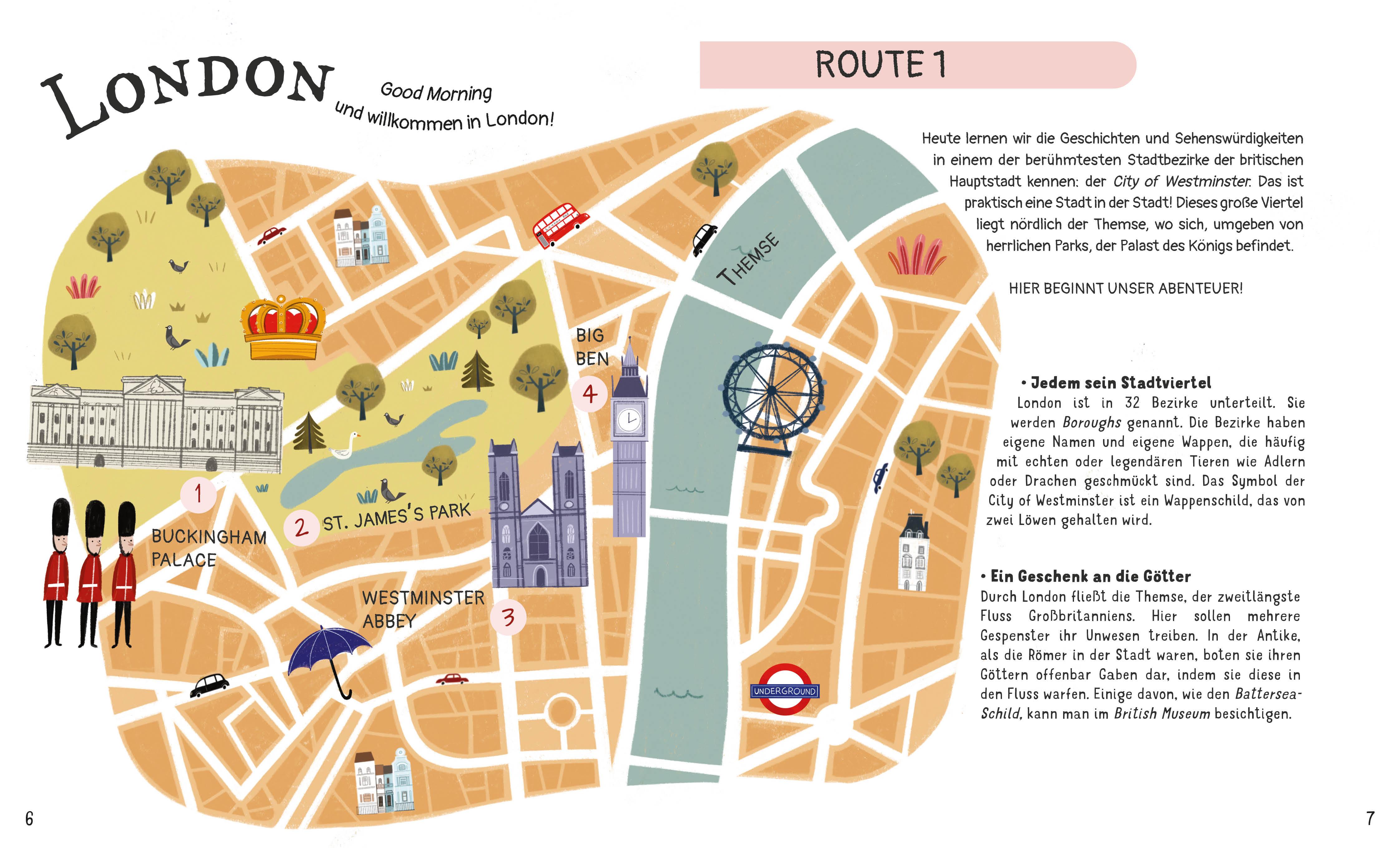 Beispielinhalt (Bild) London für kleine Entdecker. Reiseführer für Kinder