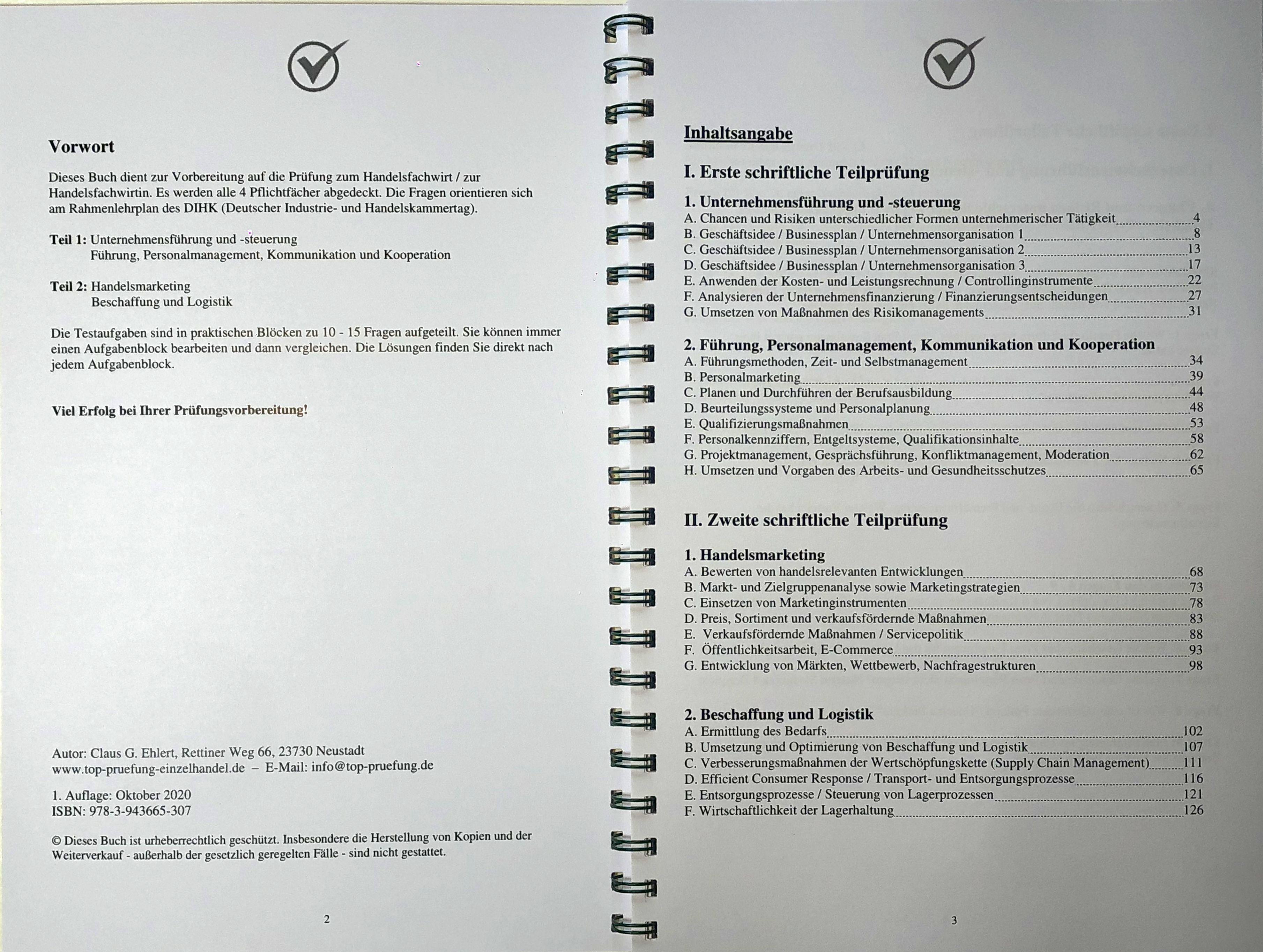 Beispielinhalt (Bild) Top-Prüfung Handelsfachwirt/-in - 400 Fragen zur Prüfungsvorbereitung (Ringbindung)