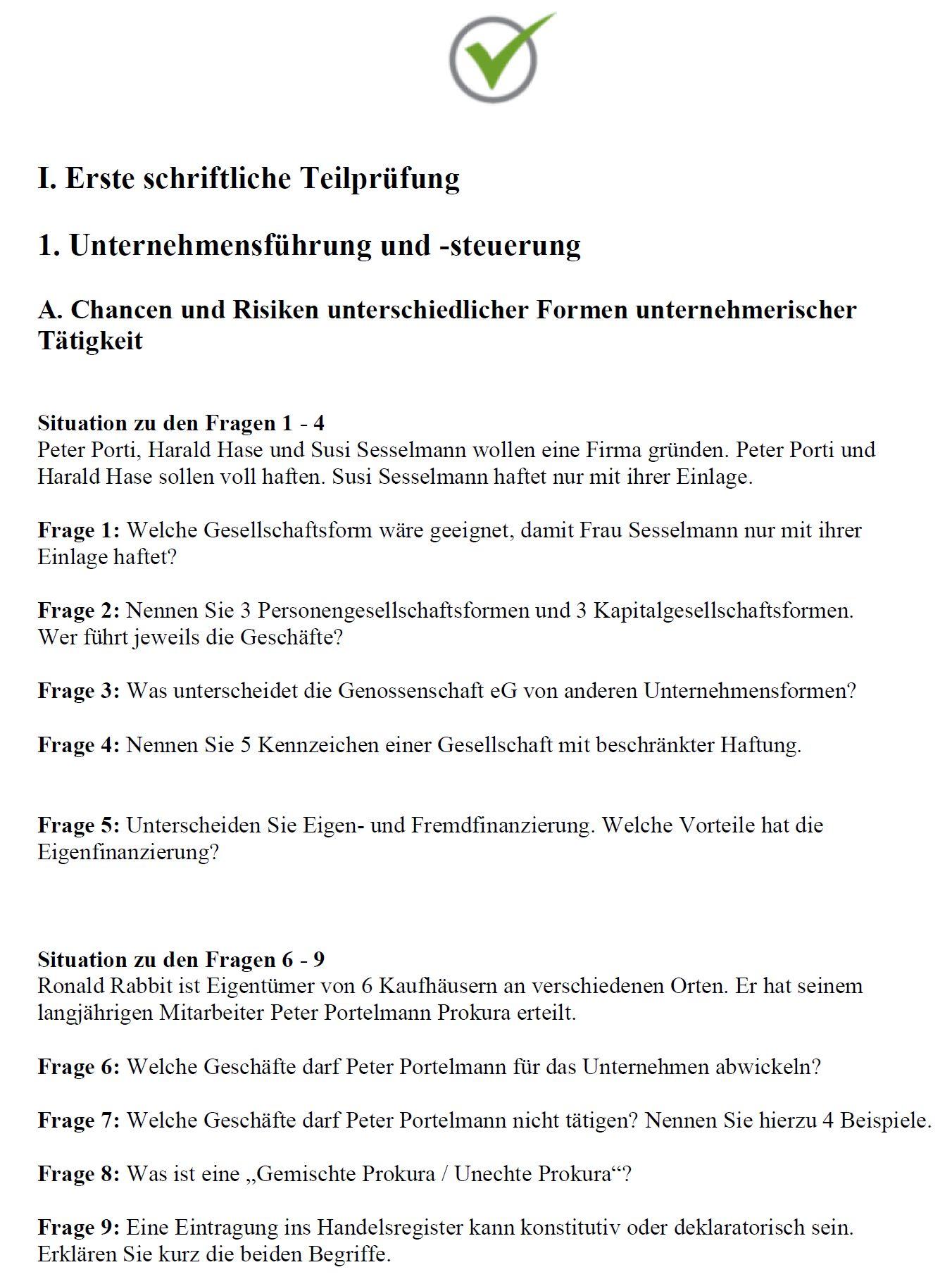 Beispielinhalt (Bild) Top-Prüfung Handelsfachwirt/-in - 400 Fragen zur Prüfungsvorbereitung (Ringbindung)