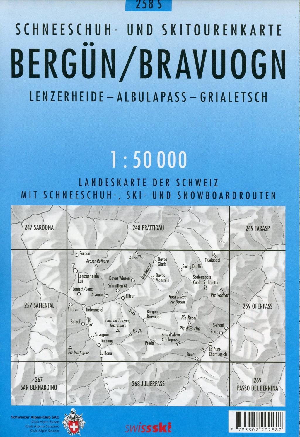 Beispielinhalt (Bild) Swisstopo 1 : 50 000 Bergün Bravuogn Ski