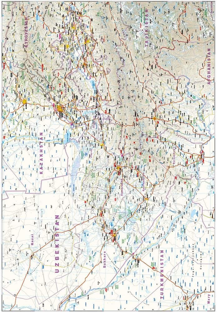 Beispielinhalt (Bild) Reise Know-How Landkarte Usbekistan / Uzbekistan (1:1.000.000)