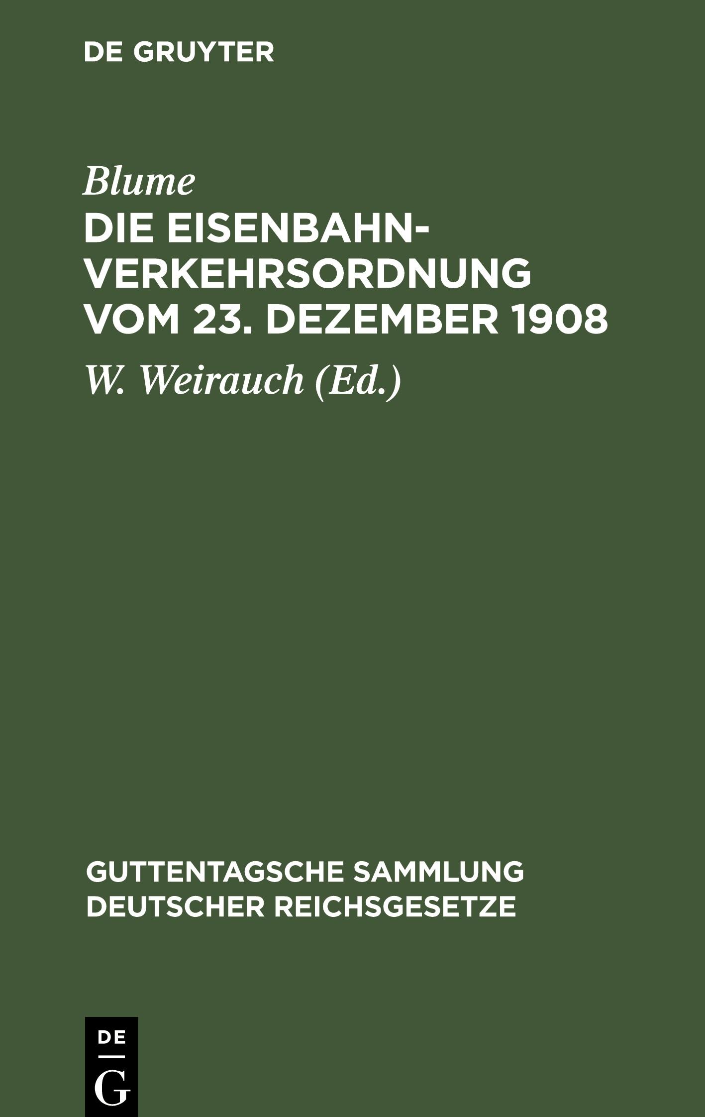 Vorderes Coverbild Die Eisenbahn-Verkehrsordnung vom 23. Dezember 1908