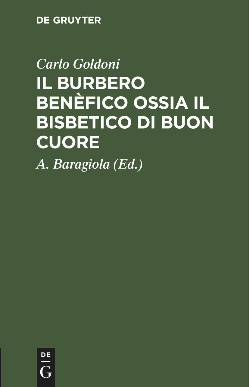 Vorderes Coverbild Il burbero benèfico ossia il bisbetico di buon cuore