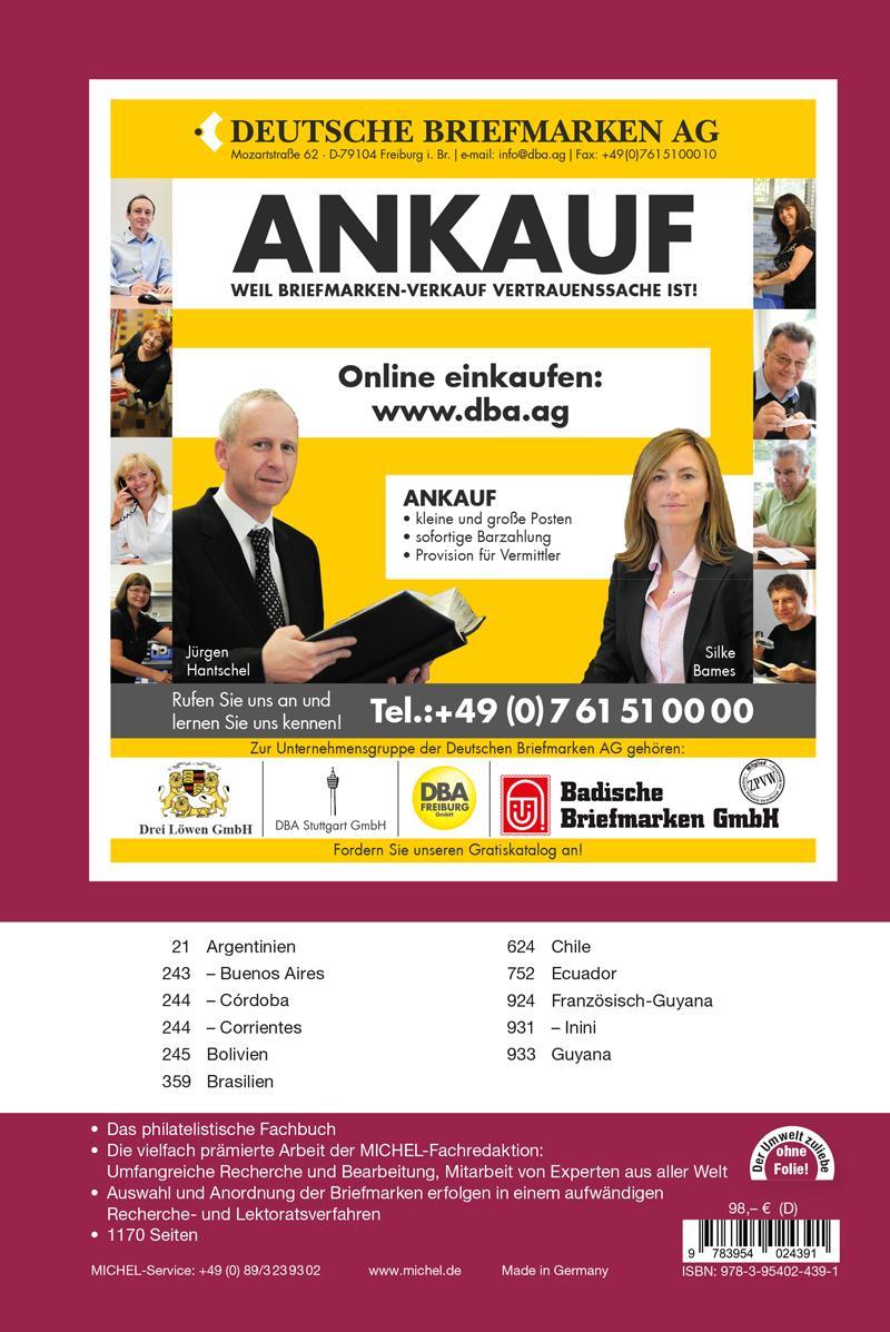 Rückseitencover MICHEL Südamerika A-J 2023/2024