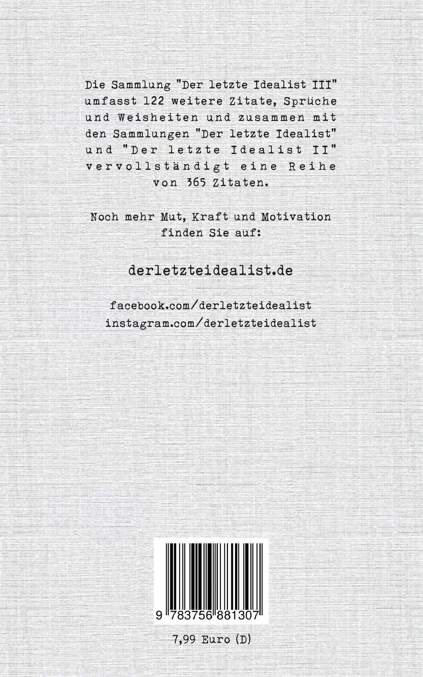 Rückseitencover Der letzte Idealist III