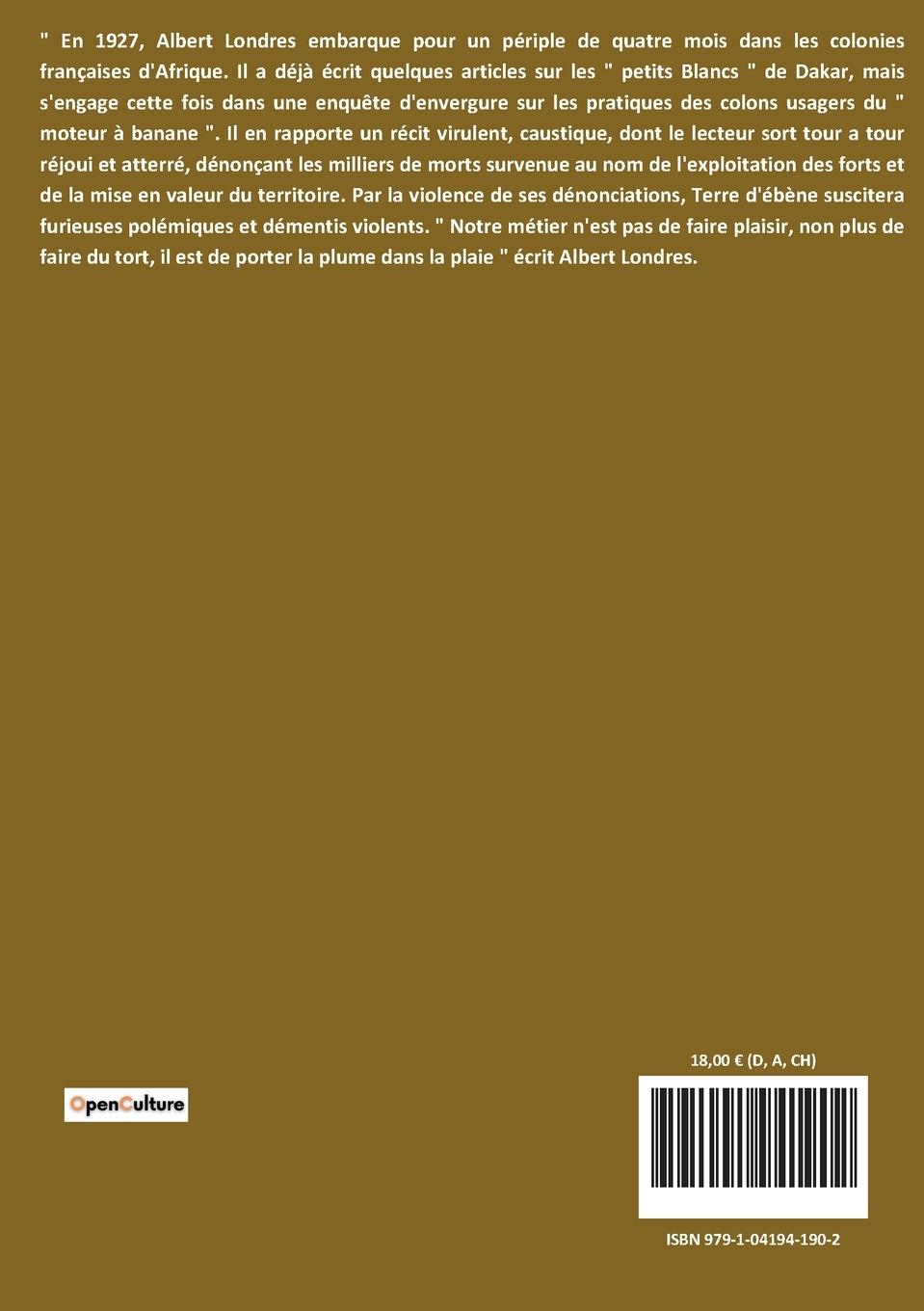 Rückseitencover Terre d'Ebène