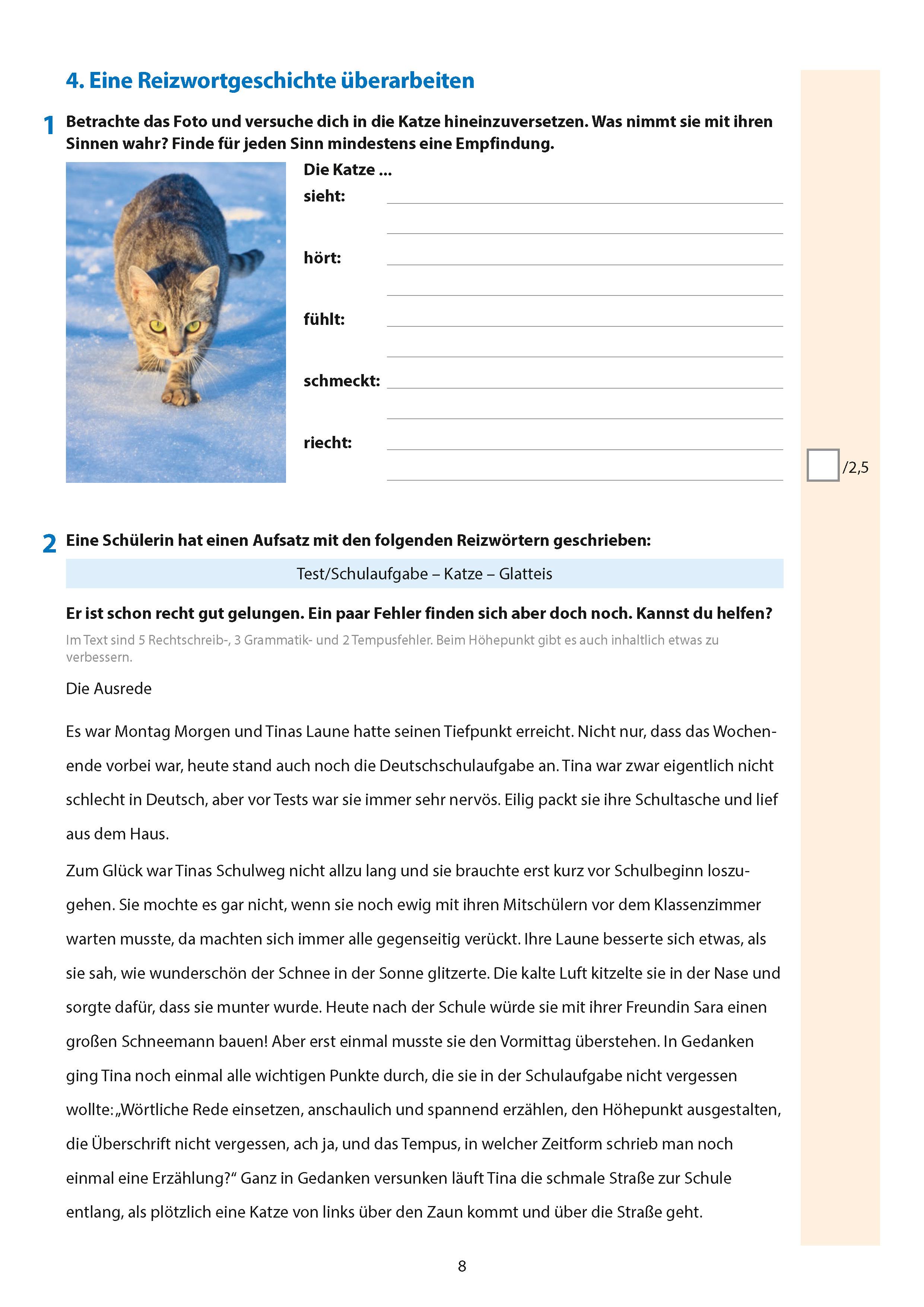 Beispielinhalt (Bild) Übungsheft mit Tests in Deutsch - Aufsatz Gymnasium 5. Klasse