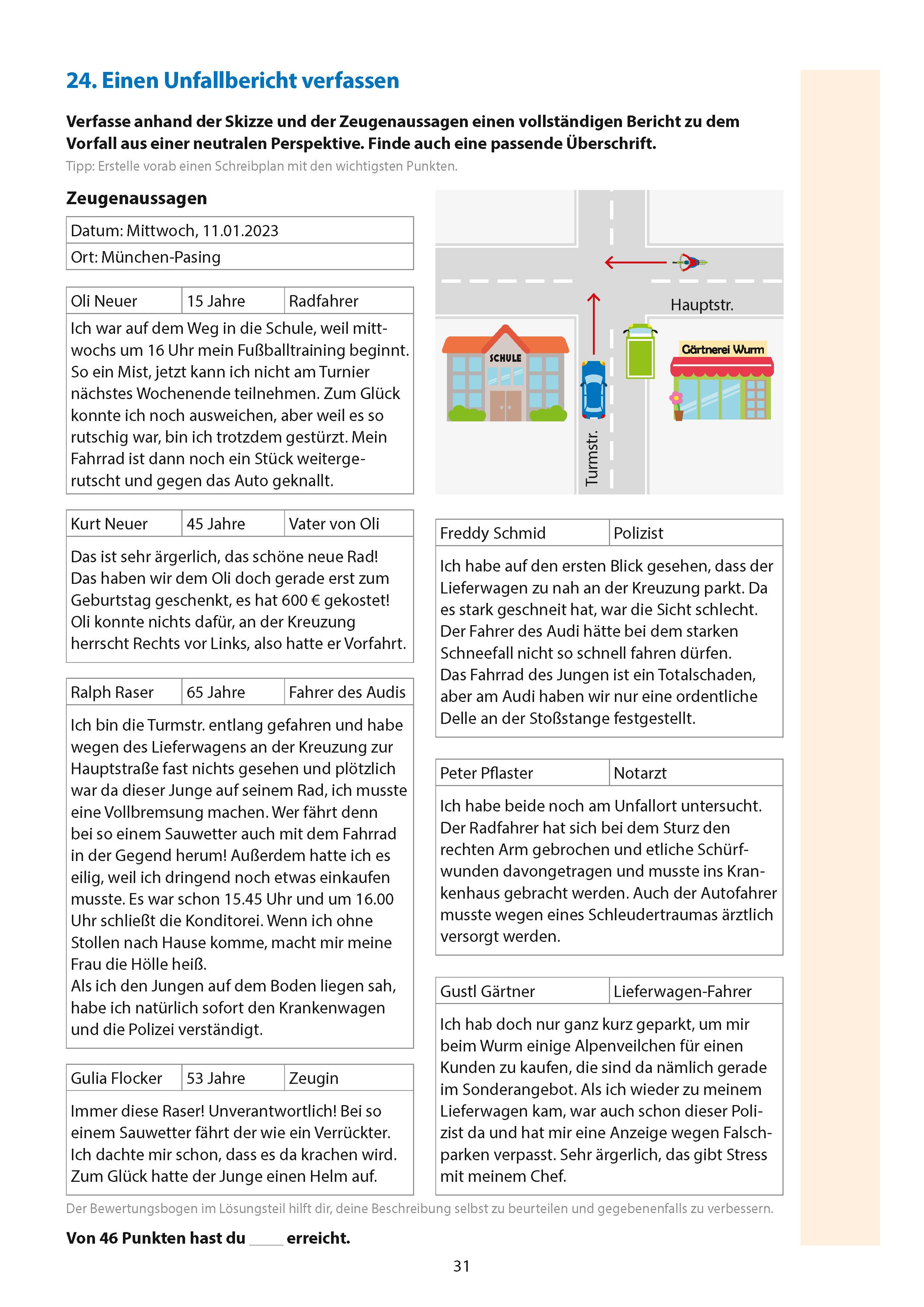 Beispielinhalt (Bild) Übungsheft mit Tests in Deutsch - Aufsatz Gymnasium 5. Klasse