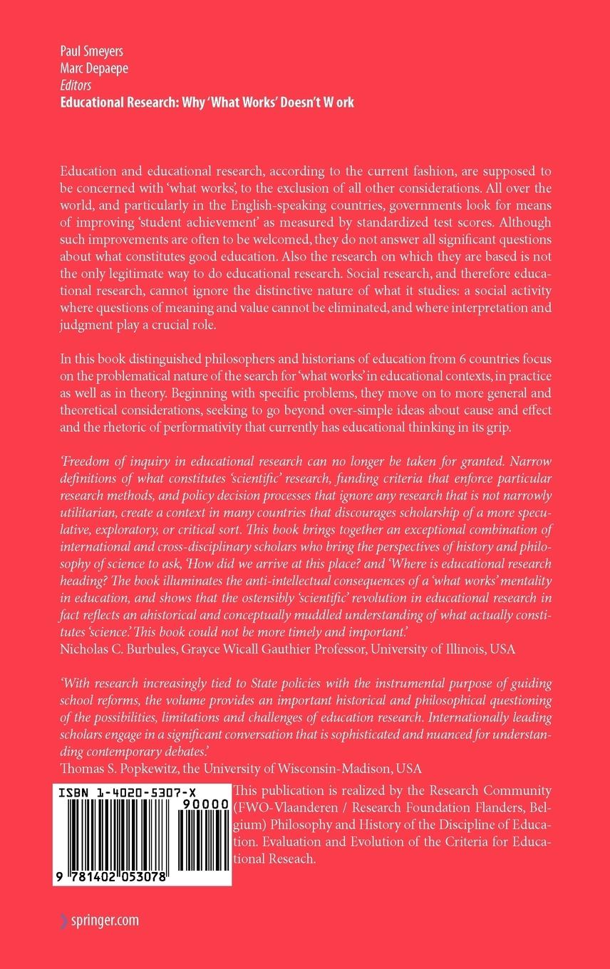 Rückseitencover Educational Research: Why 'What Works' Doesn't Work