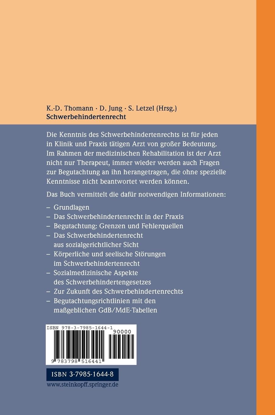 Rückseitencover Schwerbehindertenrecht, Begutachtung und Praxis