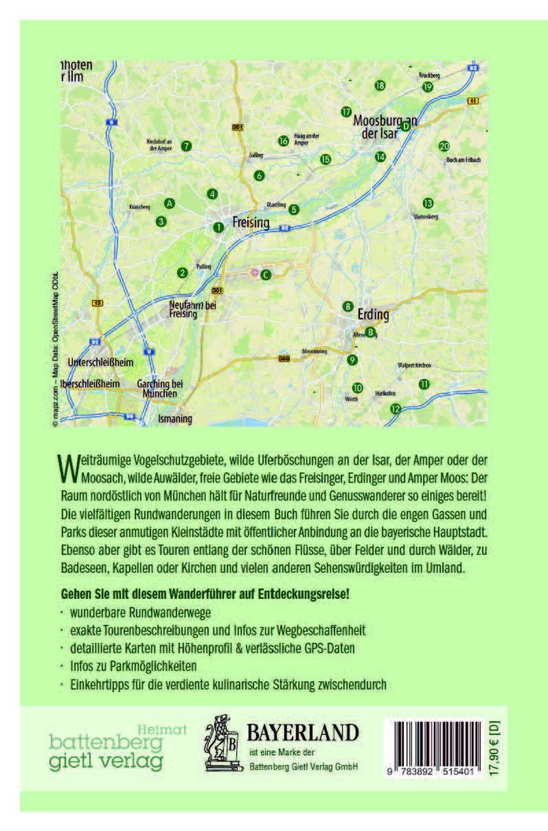Rückseitencover Wandern in und um Freising, Erding & Moosburg/Isar
