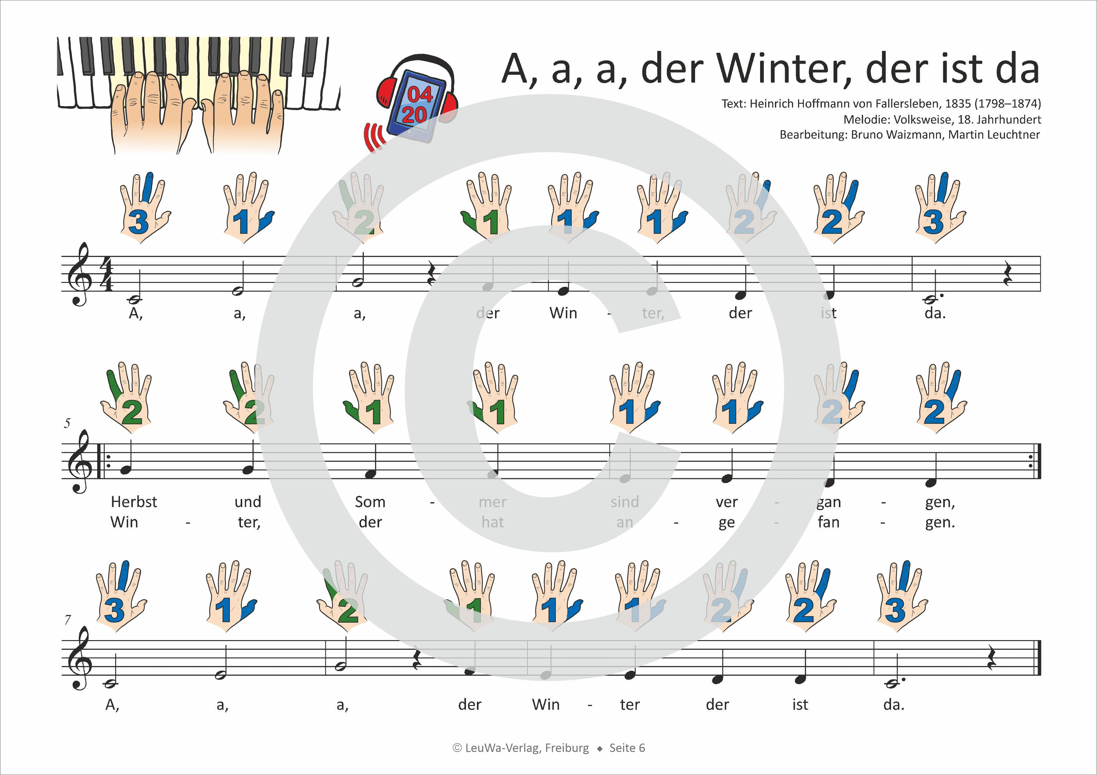 Beispielinhalt (Bild) Einfacher!-Geht-Nicht: 34 Kinderlieder BAND 1+2 für Klavier und Keyboard (+Play-Along-Streaming) | LeuWa