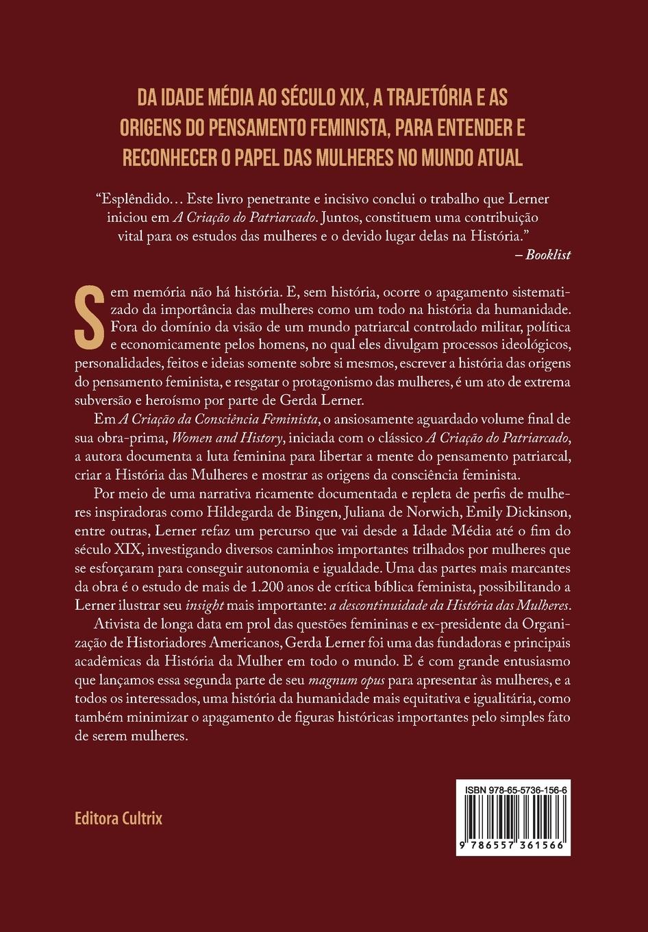 Rückseitencover A criação da consciência feminista