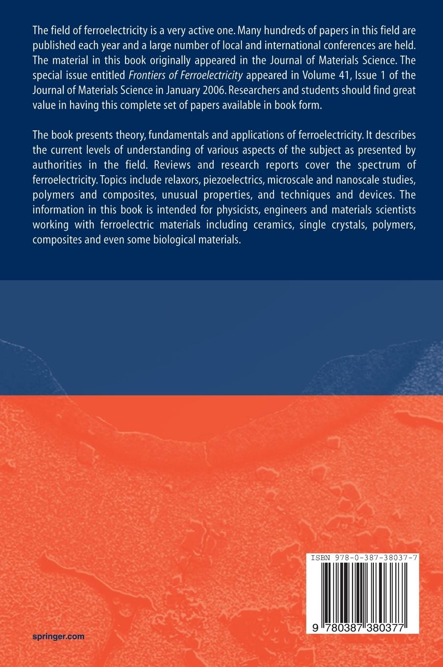 Rückseitencover Frontiers of Ferroelectricity