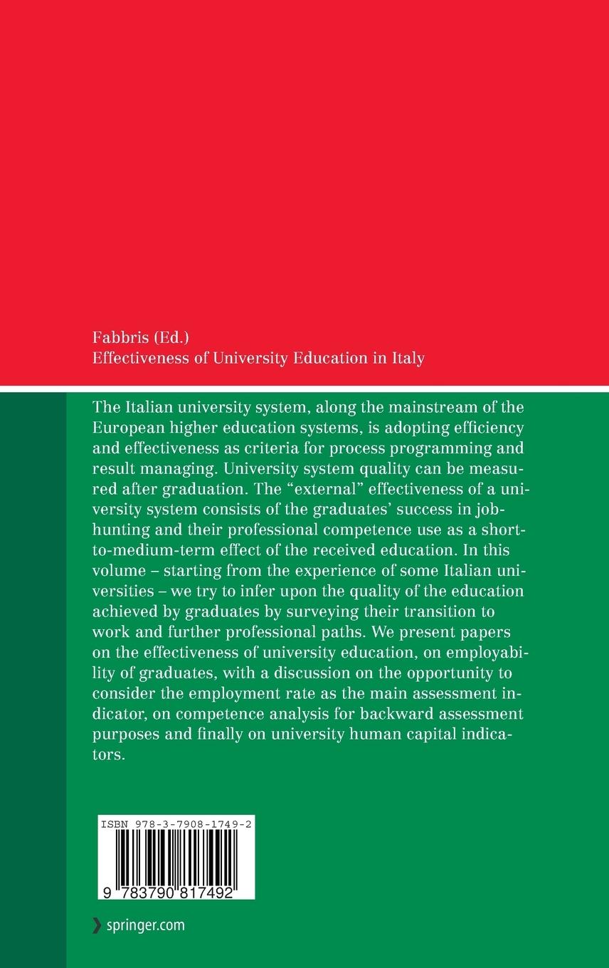 Rückseitencover Effectiveness of University Education in Italy