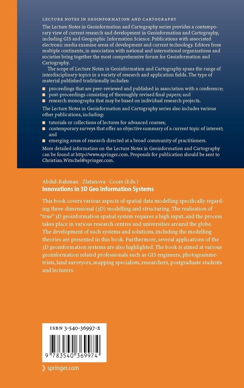 Rückseitencover Innovations in 3D Geo Information Systems