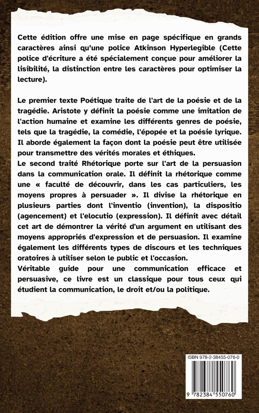 Rückseitencover Poétique et Rhétorique