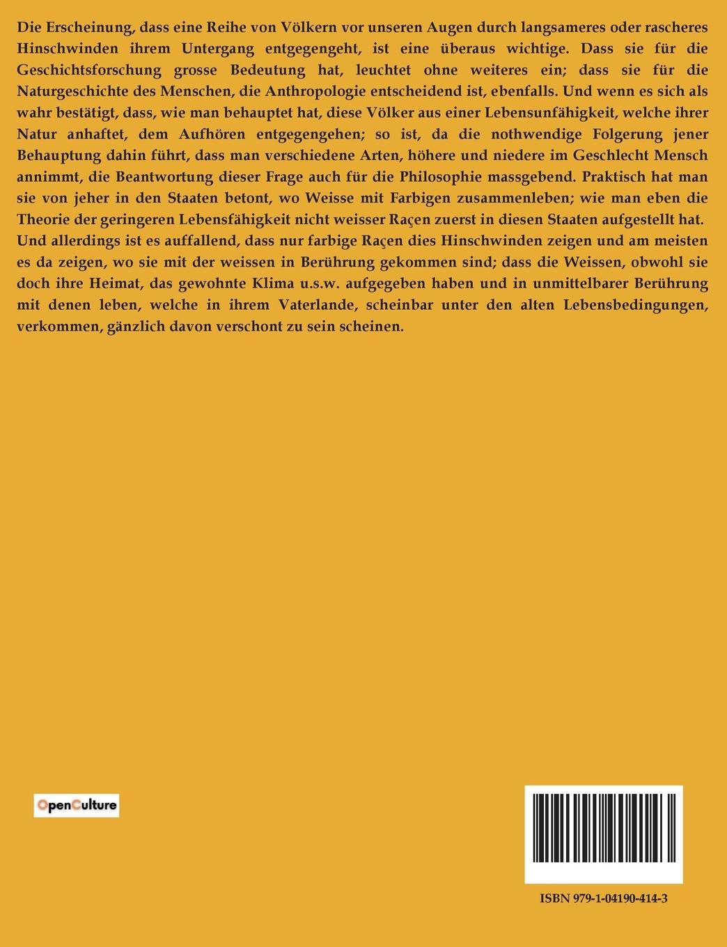 Rückseitencover Über das Aussterben der Naturvölker