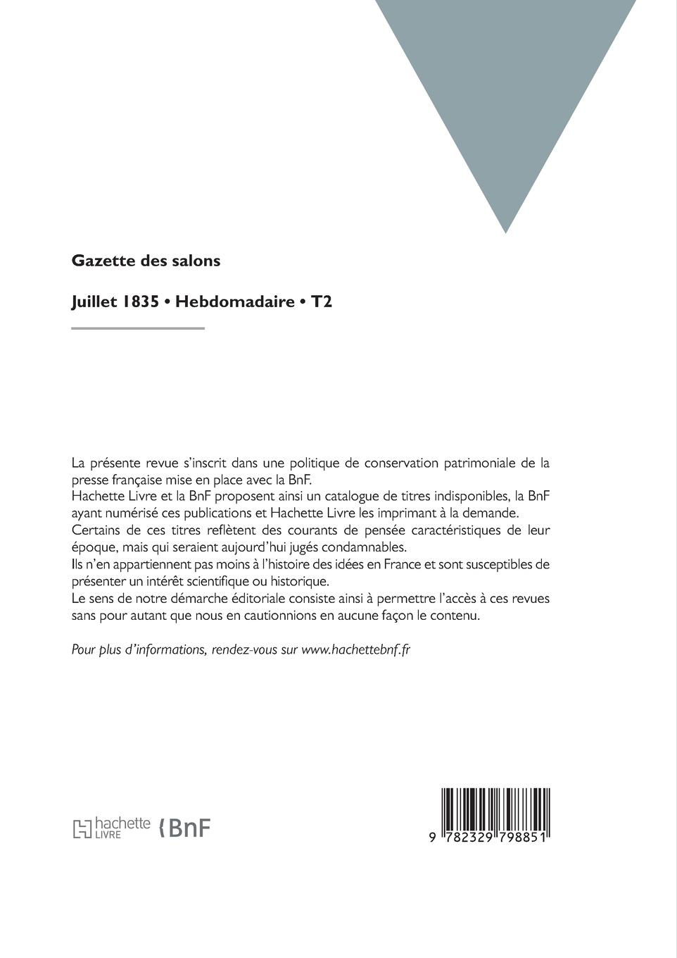 Rückseitencover Gazette Des Salons