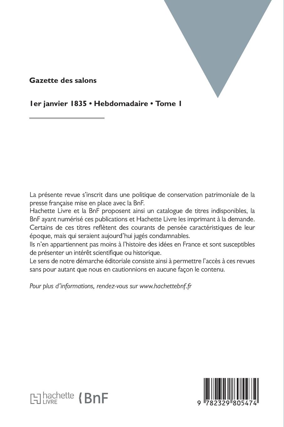 Rückseitencover Gazette Des Salons