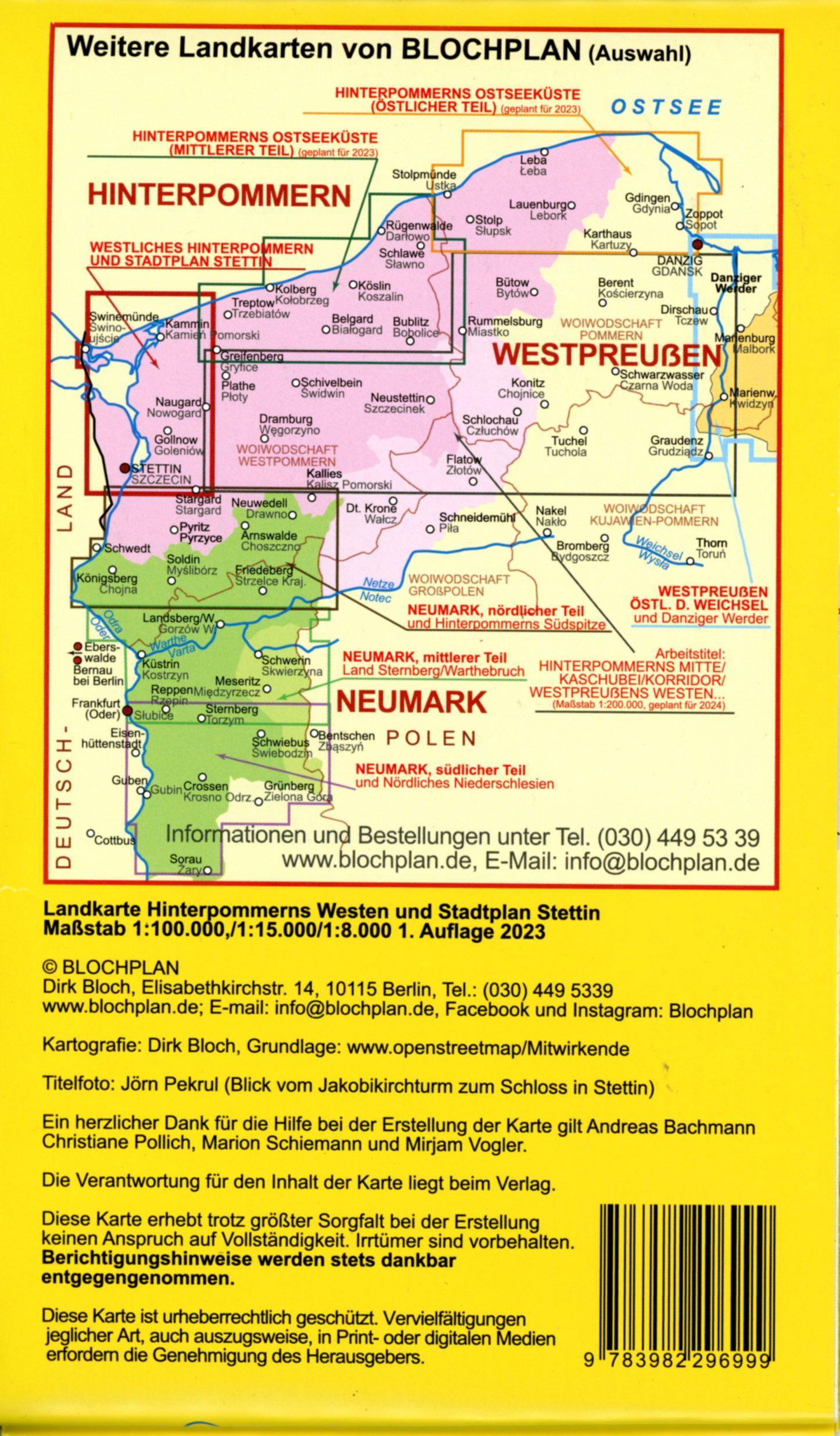 Beispielinhalt (Bild) Landkarte Hinterpommerns Westen und Stadtplan Stettin