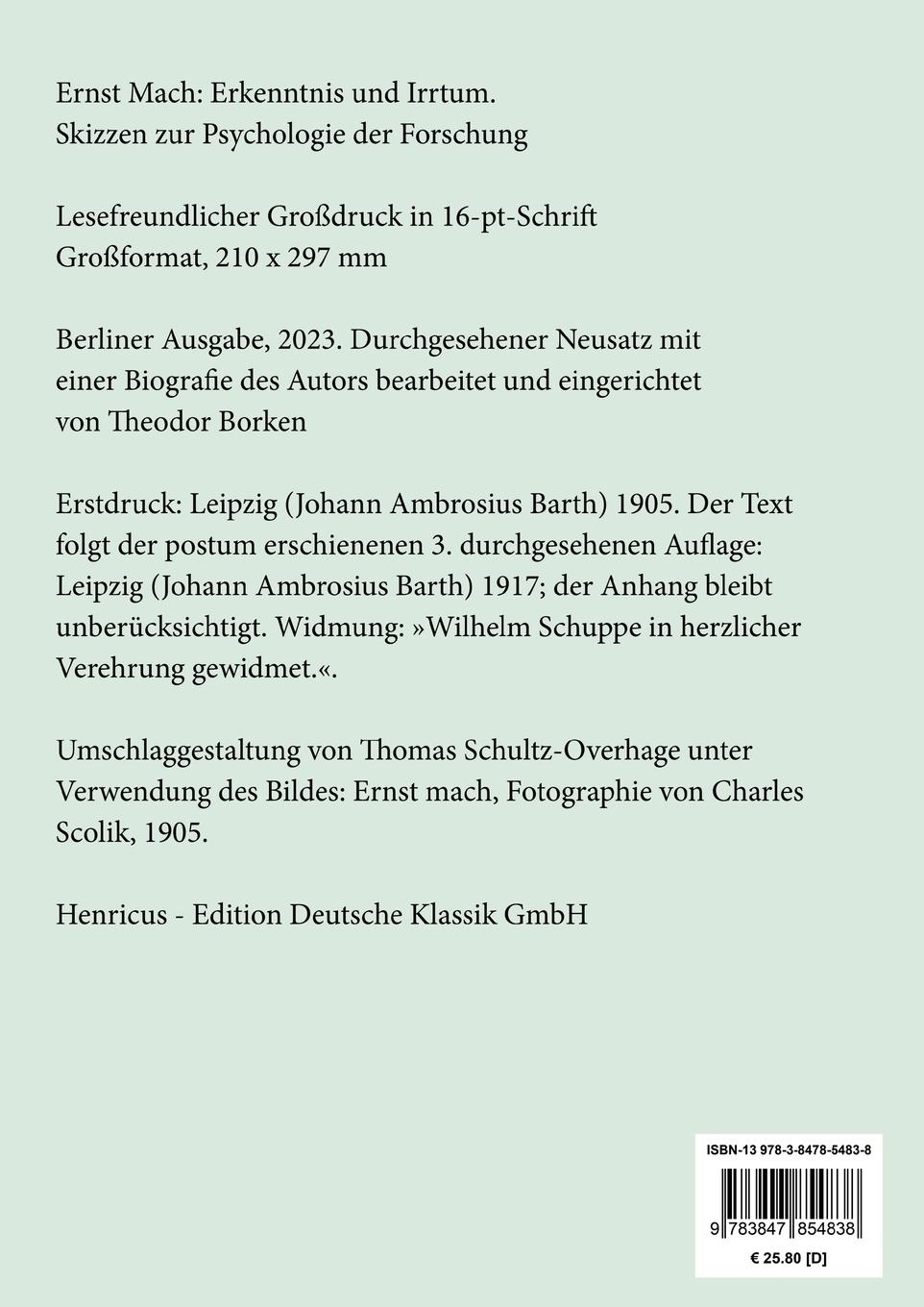 Rückseitencover Erkenntnis und Irrtum (Großdruck)