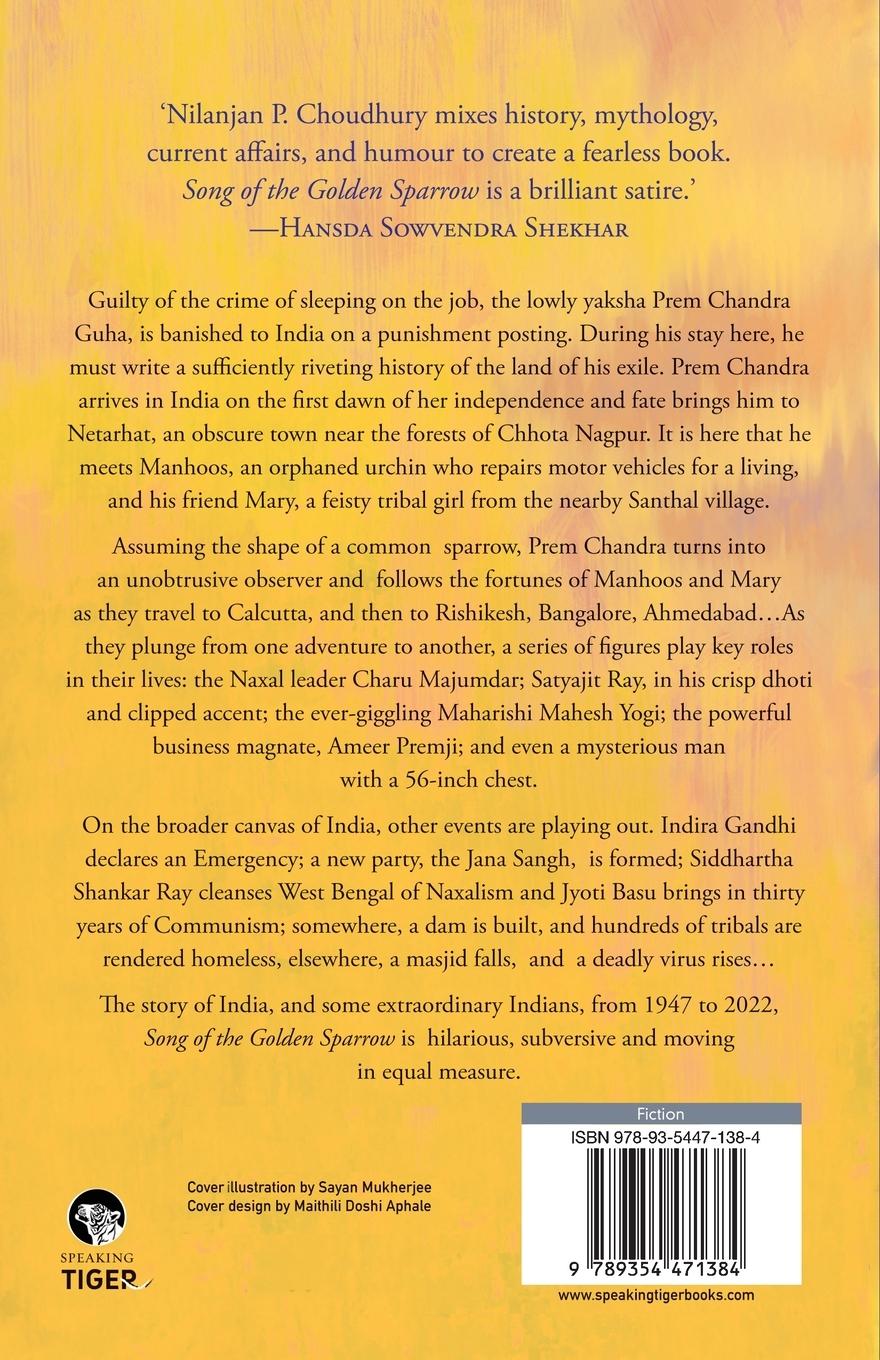Rückseitencover SONG OF THE GOLDEN SPARROW A NOVEL HISTORY OF FREE INDIA