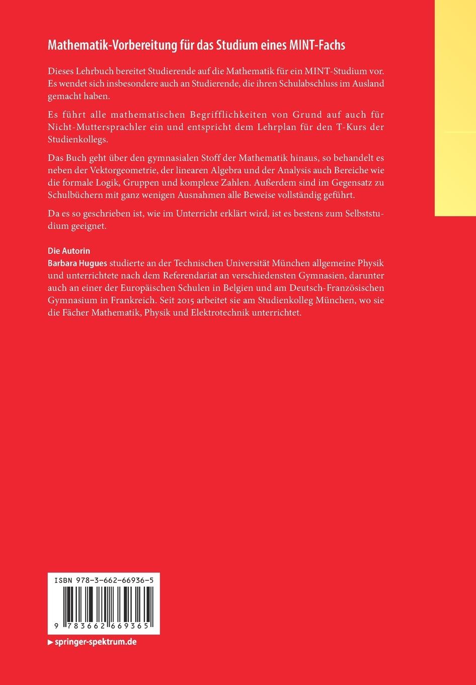 Rückseitencover Mathematik-Vorbereitung für das Studium eines MINT-Fachs