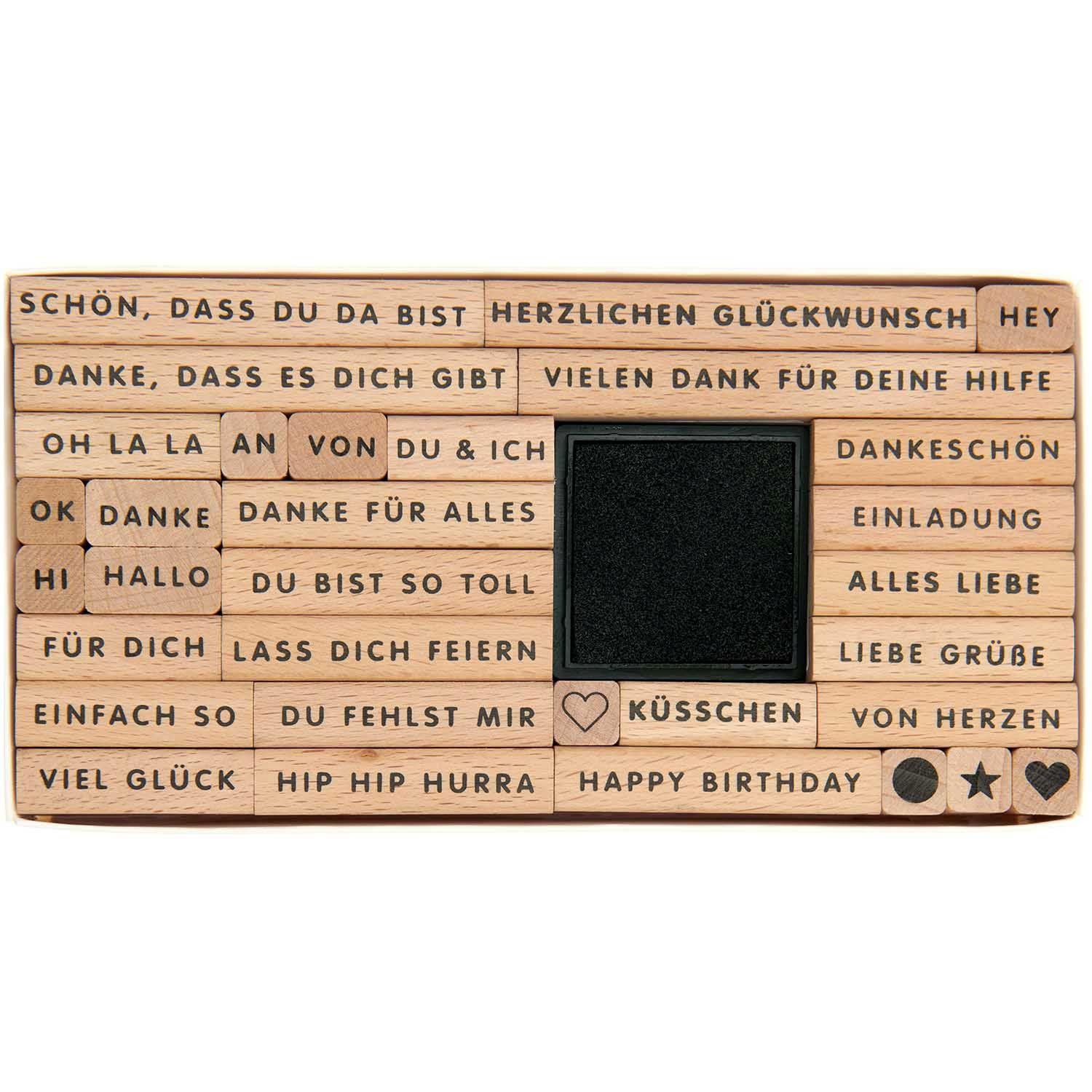 Vorderes Coverbild Stempelset Text, Deutsch FSC 100%