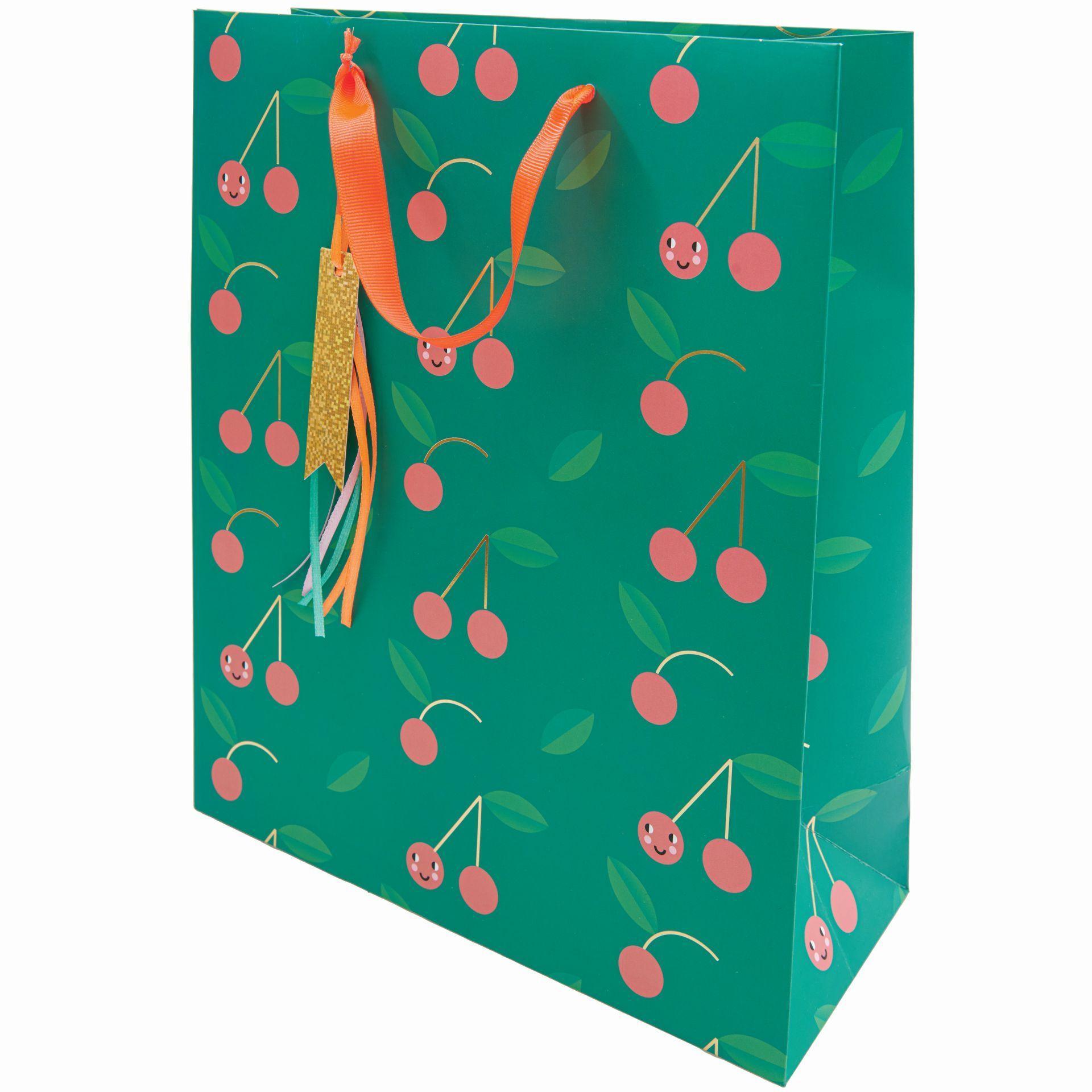 Vorderes Coverbild Geschenktüte Happy Birthday, Kirschen, L, FSC MIX