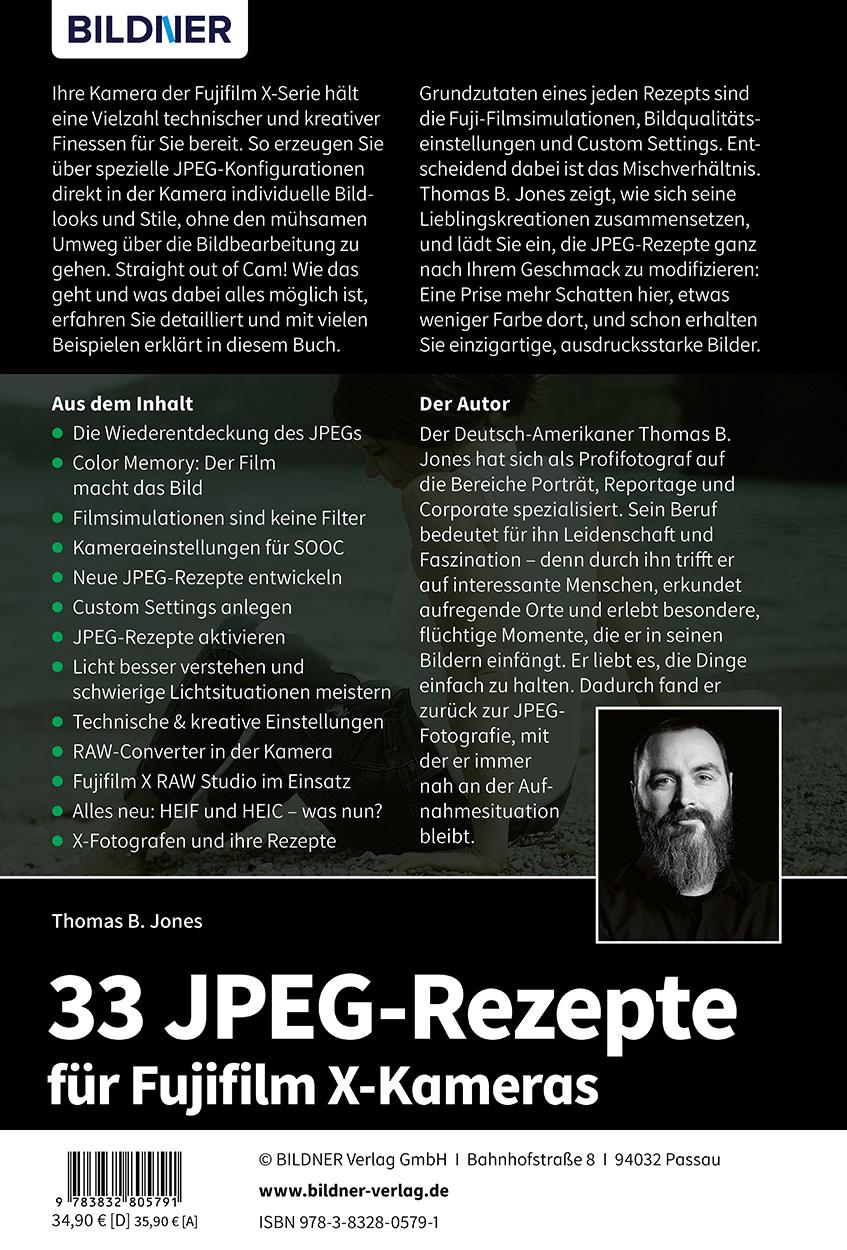 Rückseitencover 33 JPEG-Rezepte für Fujifilm X-Kameras