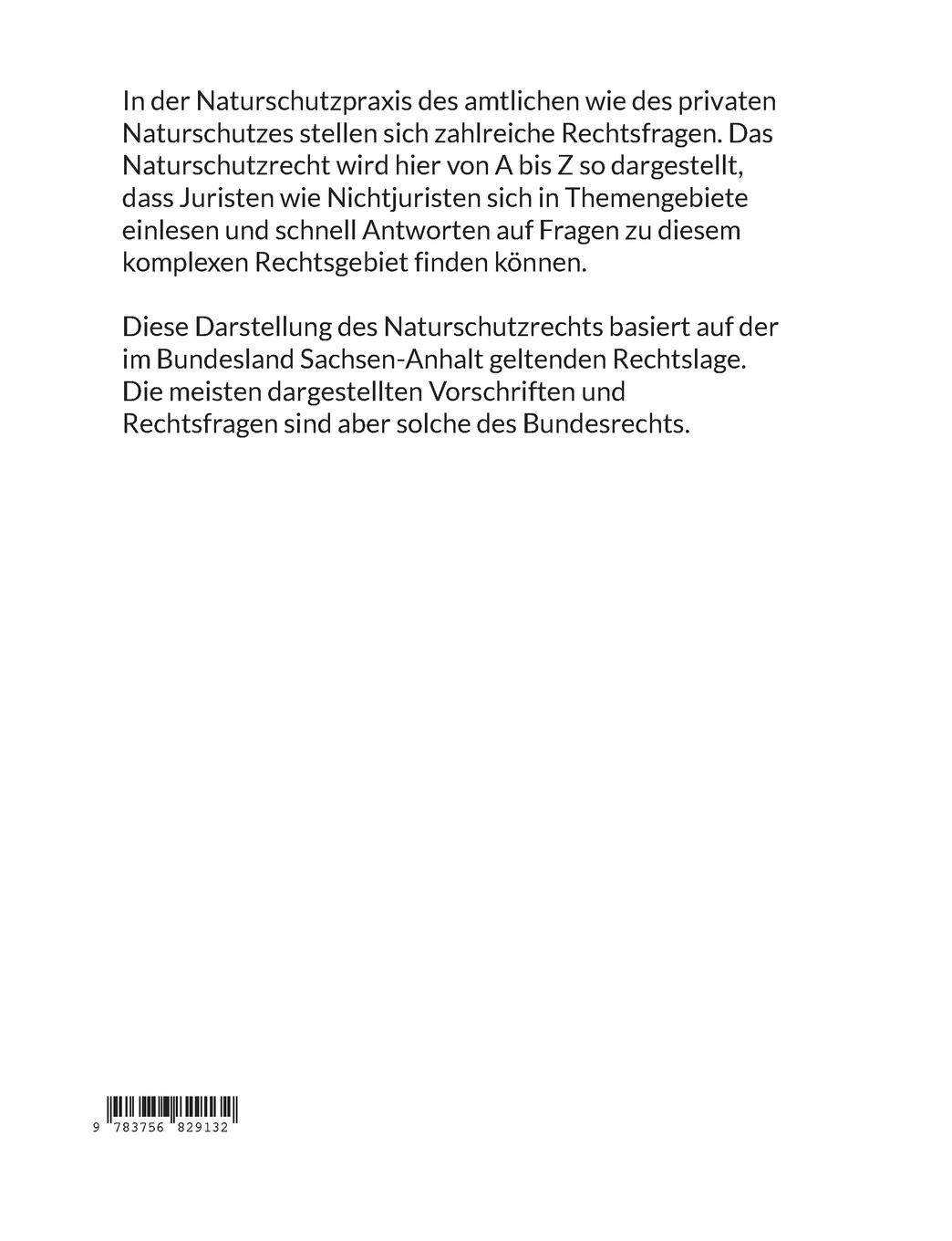 Rückseitencover Naturschutzrecht von A bis Z