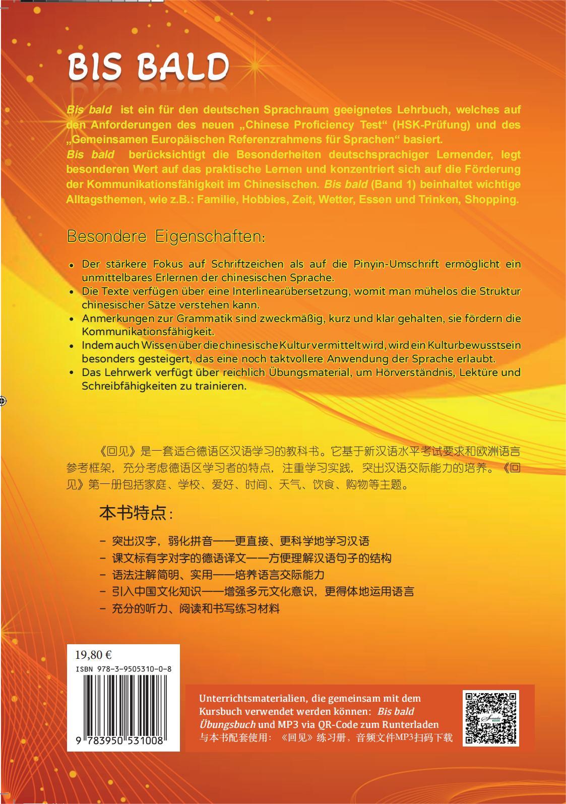 Rückseitencover Chinesisch für Anfänger "Bis Bald" Kursbuch