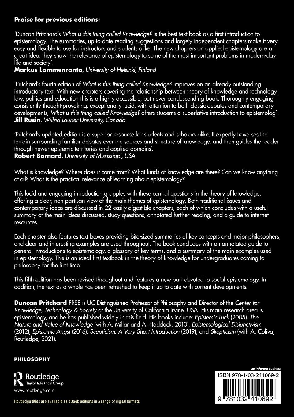 Rückseitencover What is this thing called Knowledge?