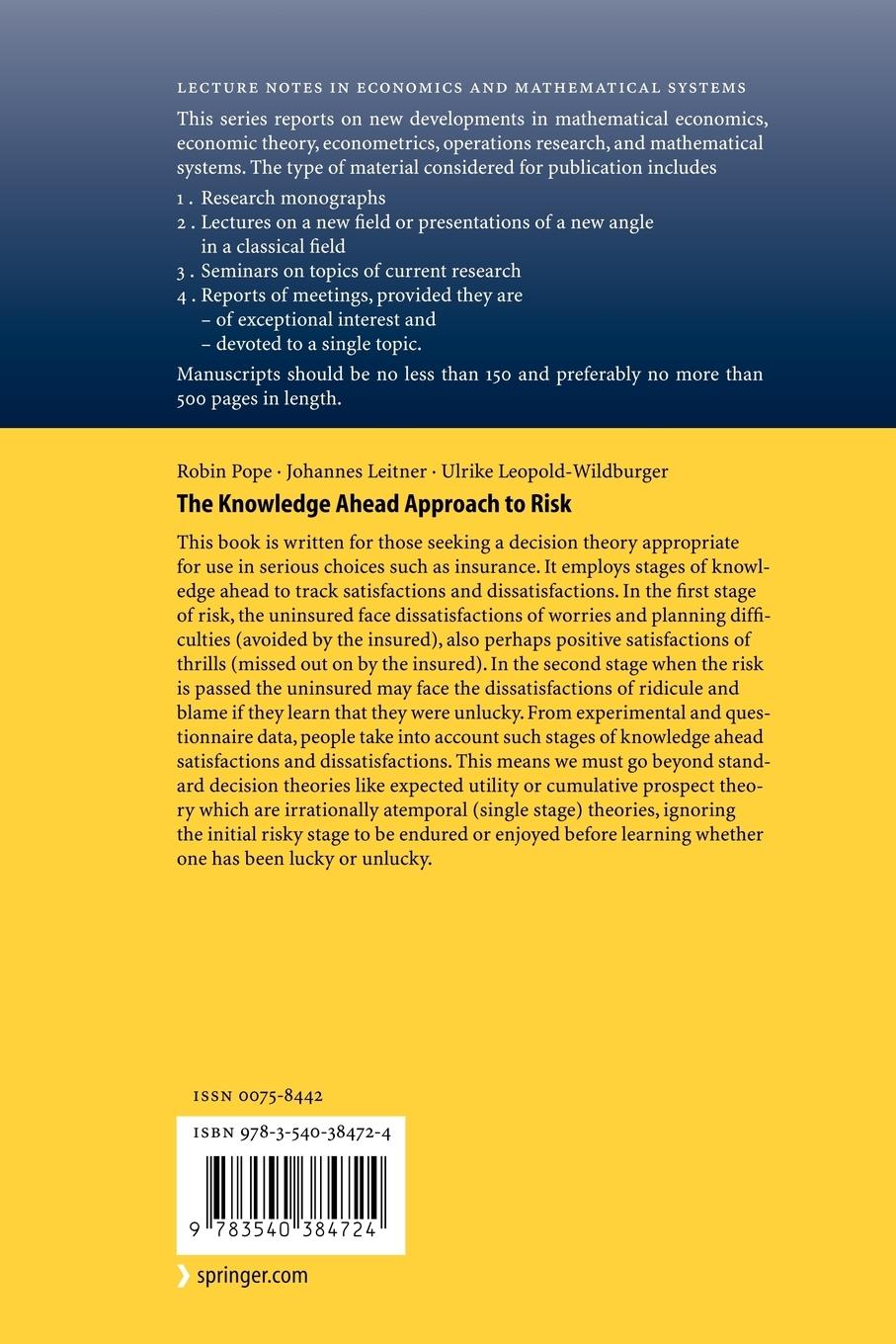 Rückseitencover The Knowledge Ahead Approach to Risk