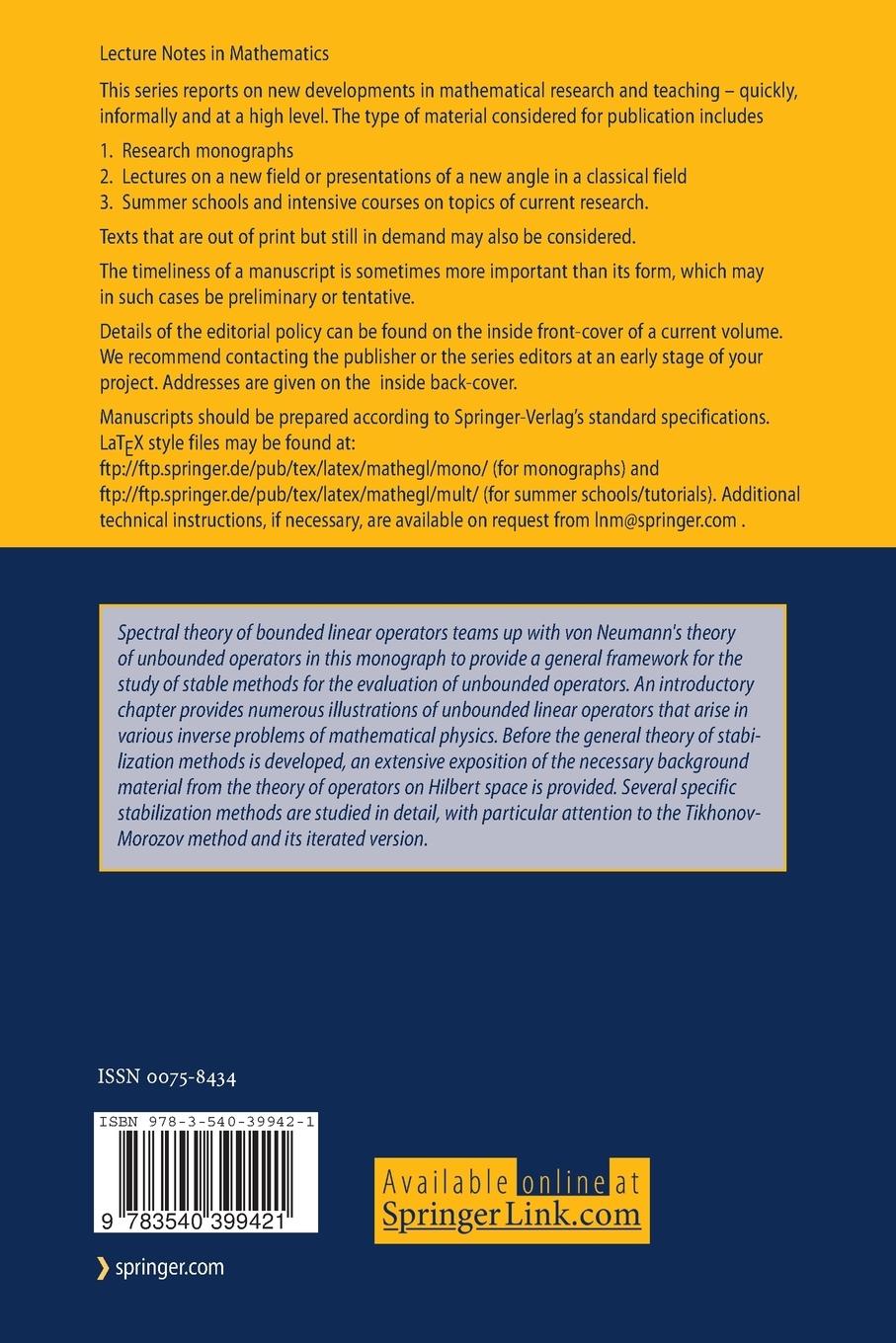 Rückseitencover Stable Approximate Evaluation of Unbounded Operators