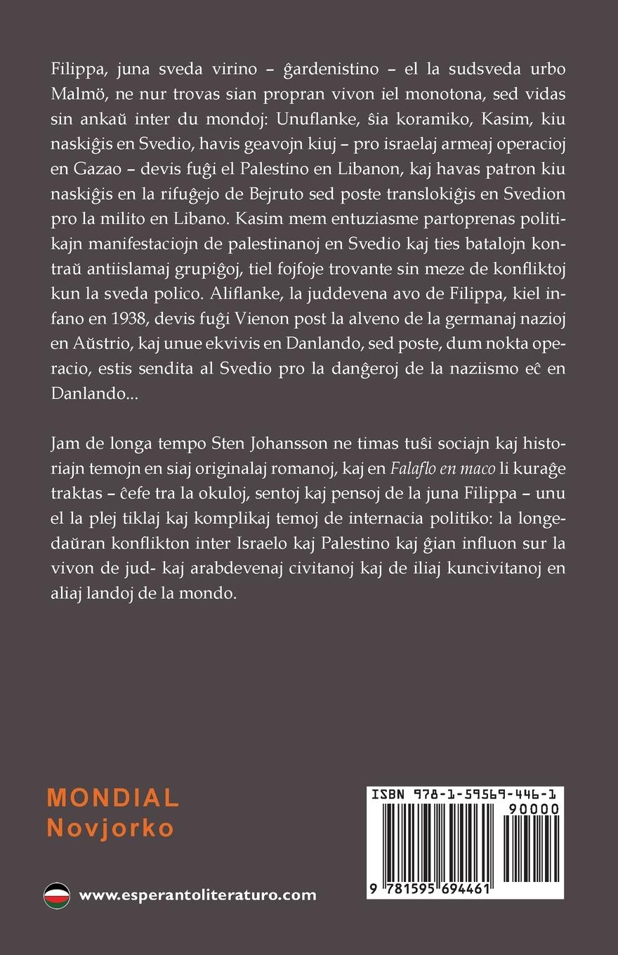 Rückseitencover Falaflo en maco (Originala romano en Esperanto)