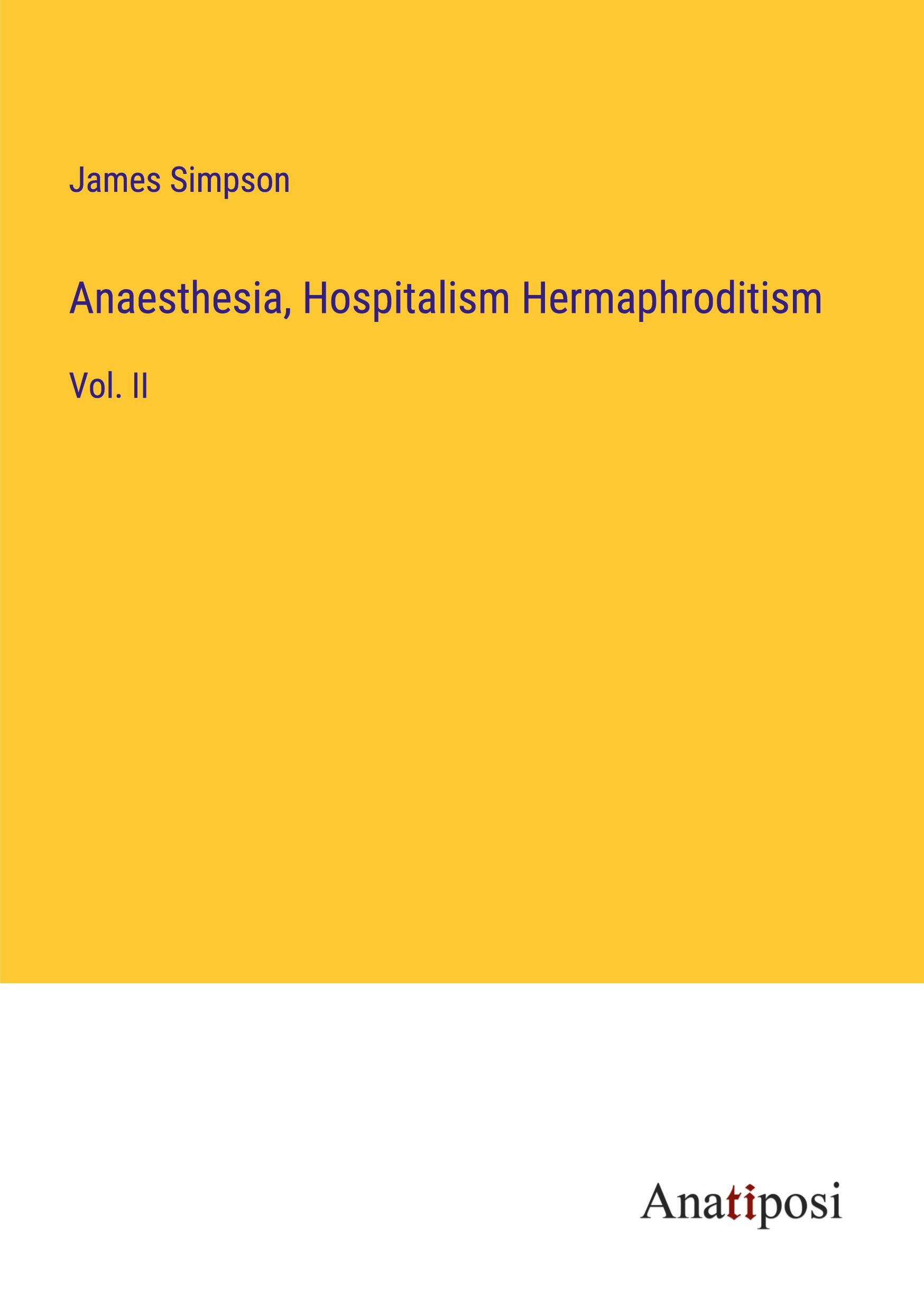 Vorderes Coverbild Anaesthesia, Hospitalism Hermaphroditism