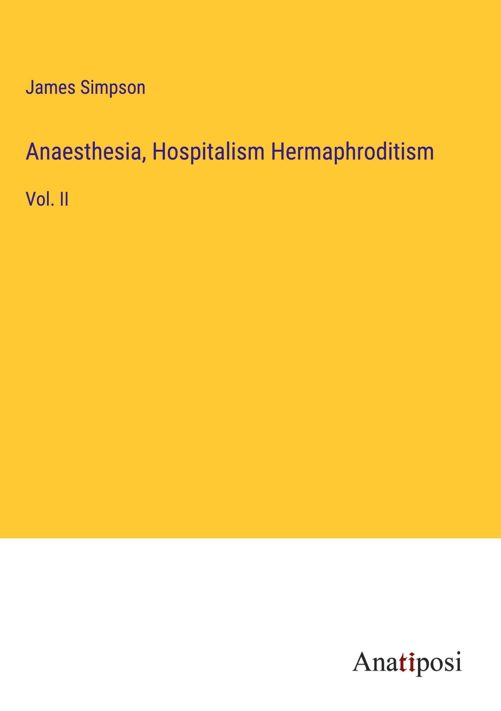 Vorderes Coverbild Anaesthesia, Hospitalism Hermaphroditism