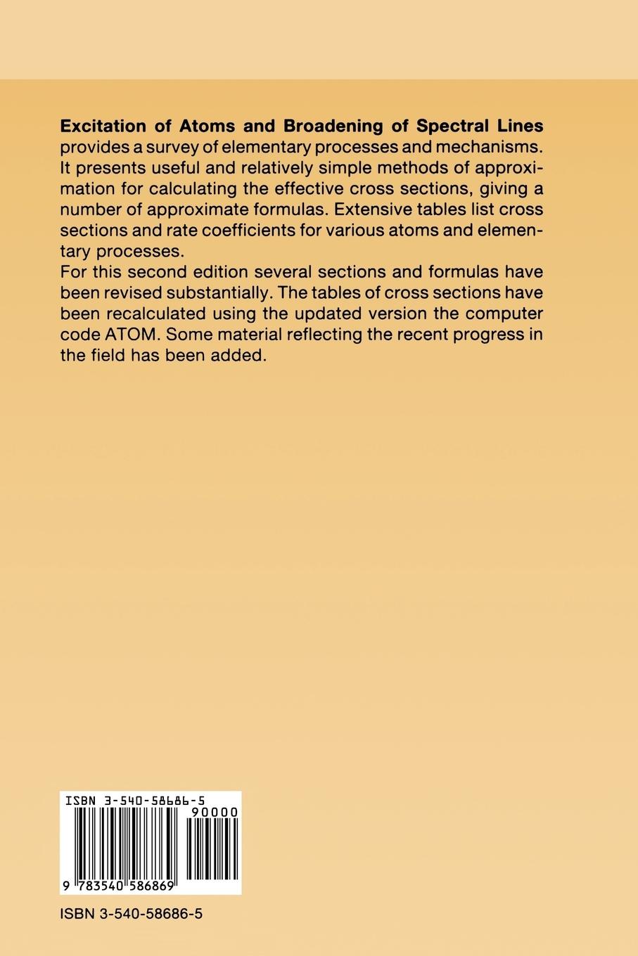 Rückseitencover Excitation of Atoms and Broadening of Spectral Lines